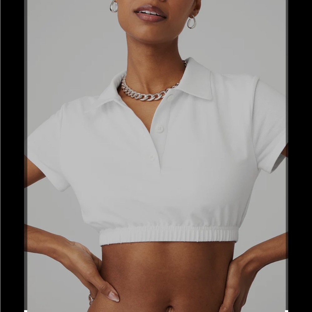 BNWT Alo Cropped Prestige Polo White Size Small